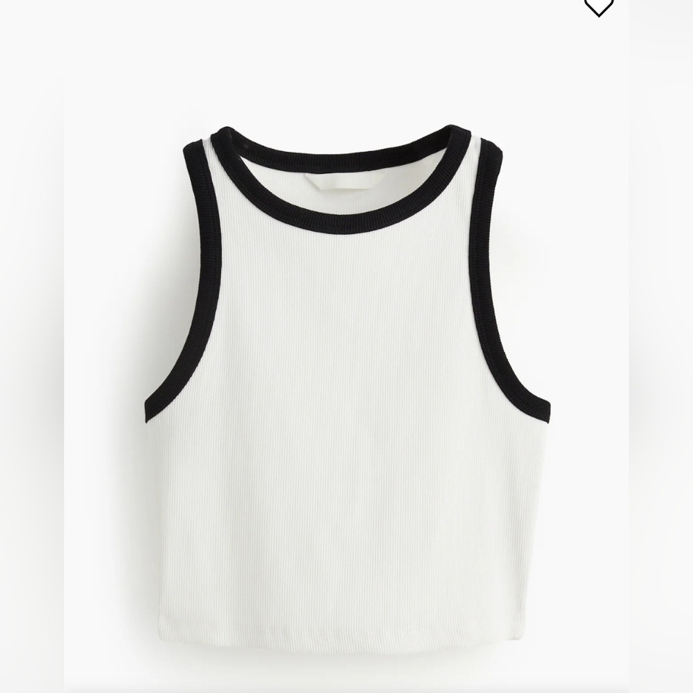 NWT H&M Crop Tank Top White/Black XL